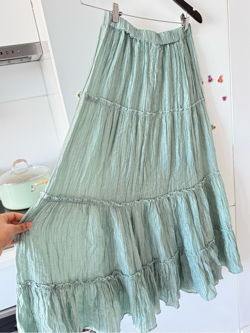 Primark Sage Tiered Crinkle Maxi Skirt